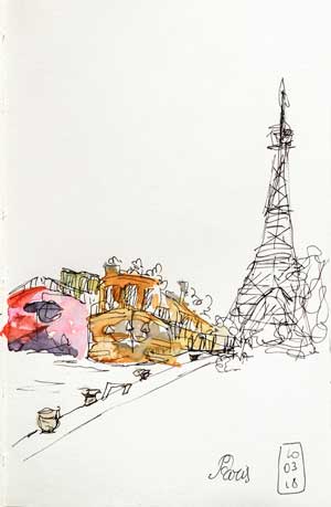 Paris, tour Eiffel et péniche